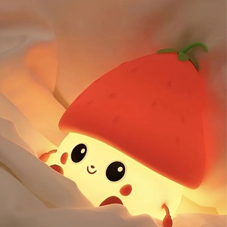 Red Strawberry Rechargeable Silicone Night Lamp - Cute LED Strawberry Lamp
