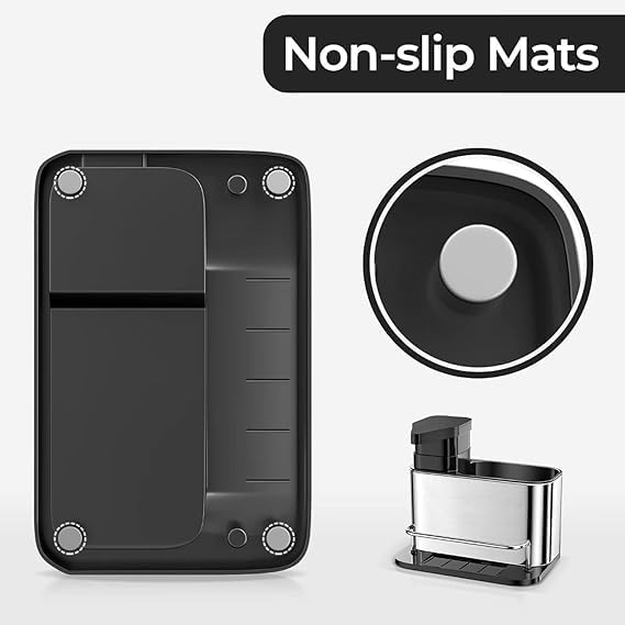 3 in 1 Kitchen Sink Caddy , Sponge Holder, Stainless Steel Kitchen , Sink Organizer , Soap Dispenser