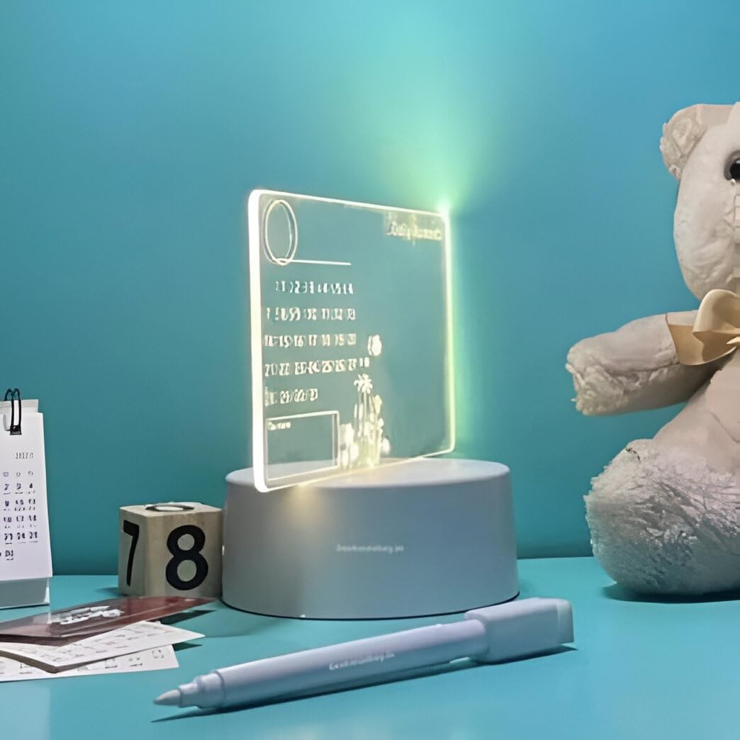 3D Calendar Acrylic Writing Board with LED Light Base