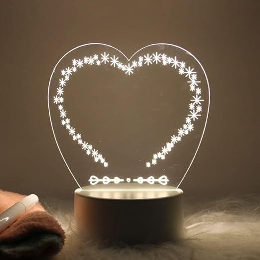 Heart Acrylic LED Lamp – Light Up with Love