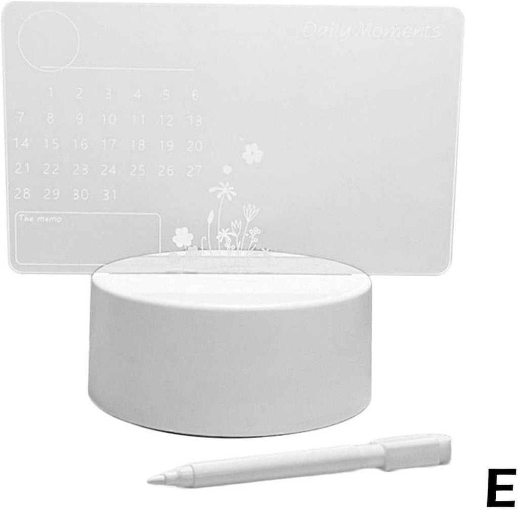 3D Calendar Acrylic Writing Board with LED Light Base