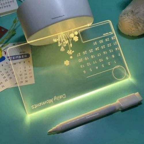 3D Calendar Acrylic Writing Board with LED Light Base