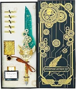 Feather Pen , Ink Set, Vintage Calligraphy Set for Signature & Art [ Multicolour]