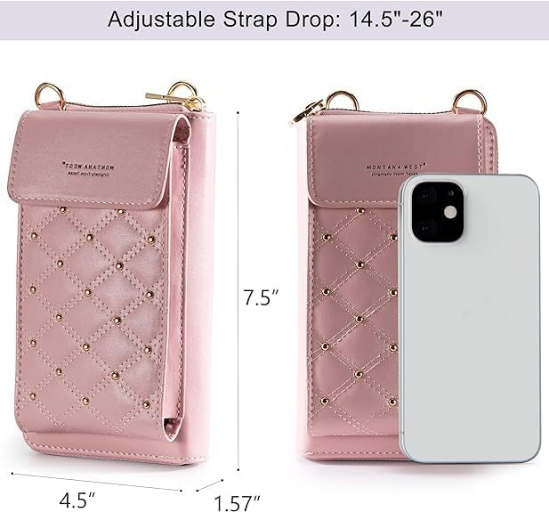 Ladies Mobile Purse Holder Pocket Purse Wallet Sling Bag Pink Mini Shoulder Bags