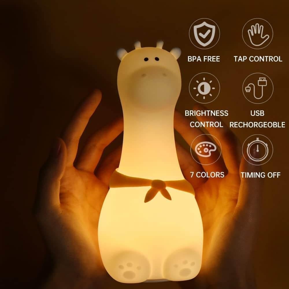 Giraffe Silicon Night Lamp 7 Color Mode-Yellow, Giraffe Animal