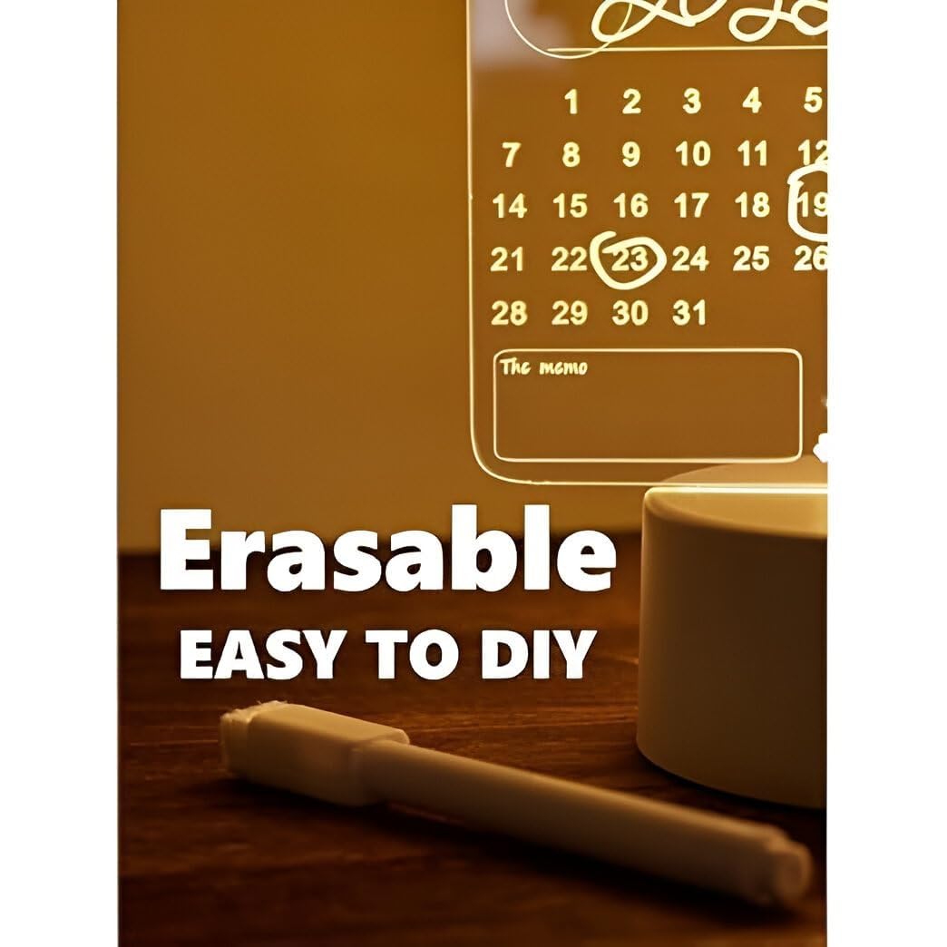 3D Calendar Acrylic Writing Board with LED Light Base