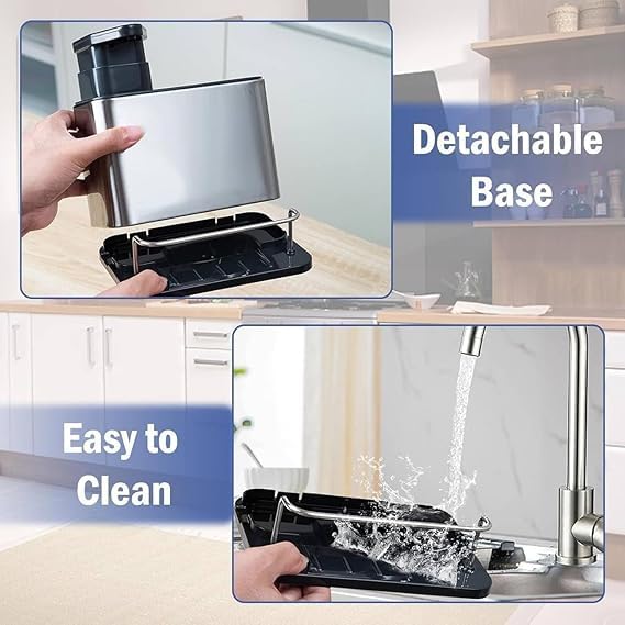 3 in 1 Kitchen Sink Caddy , Sponge Holder, Stainless Steel Kitchen , Sink Organizer , Soap Dispenser
