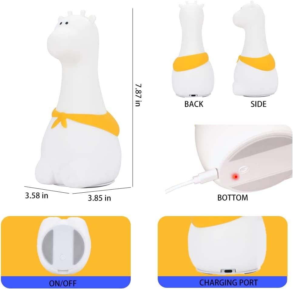 Giraffe Silicon Night Lamp 7 Color Mode-Yellow, Giraffe Animal