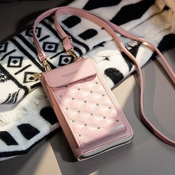 Ladies Mobile Purse Holder Pocket Purse Wallet Sling Bag Pink Mini Shoulder Bags