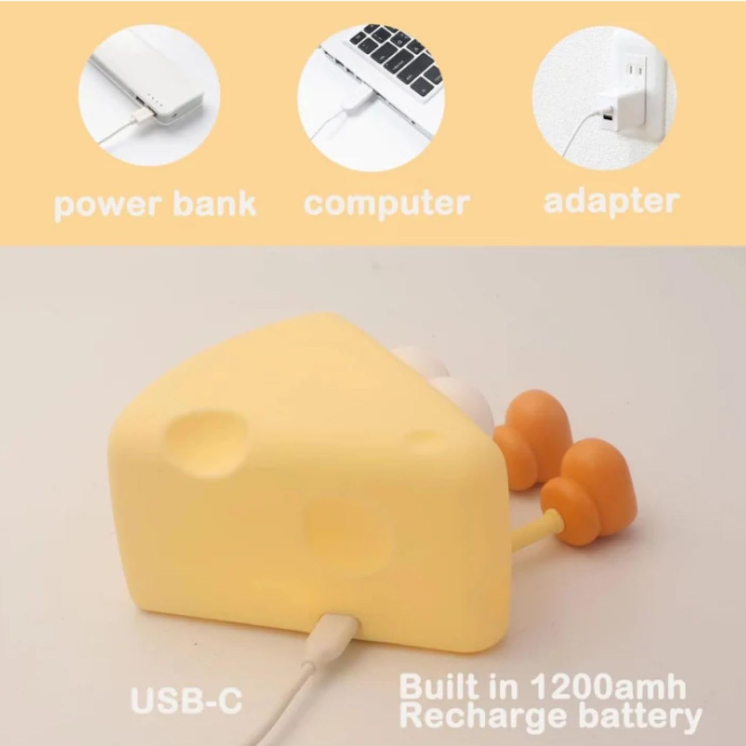 Cheese Rechargeable Silicone Night Lamp