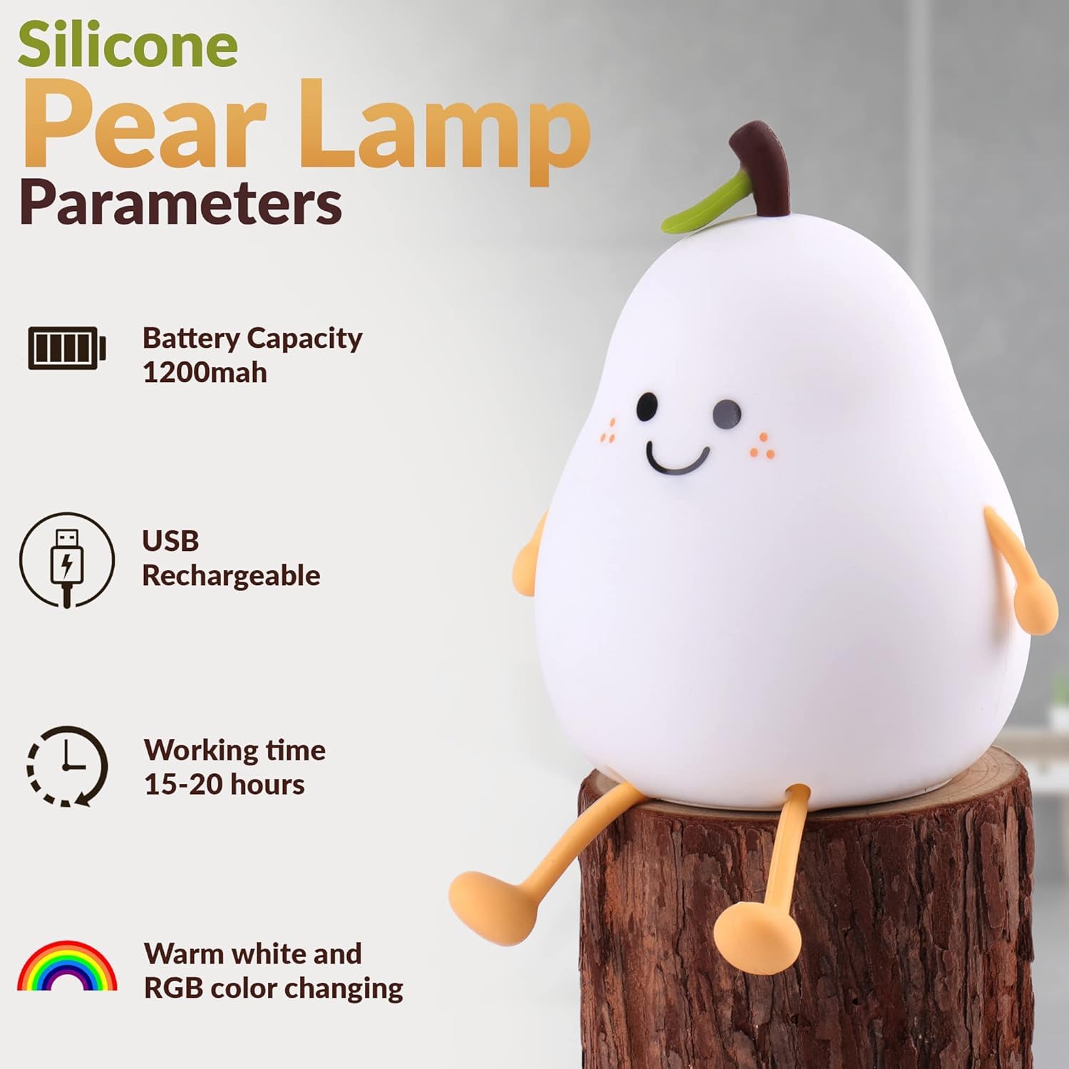 Pear Rechargeable Silicone Night Lamp - Soft Glow Pear Lamp