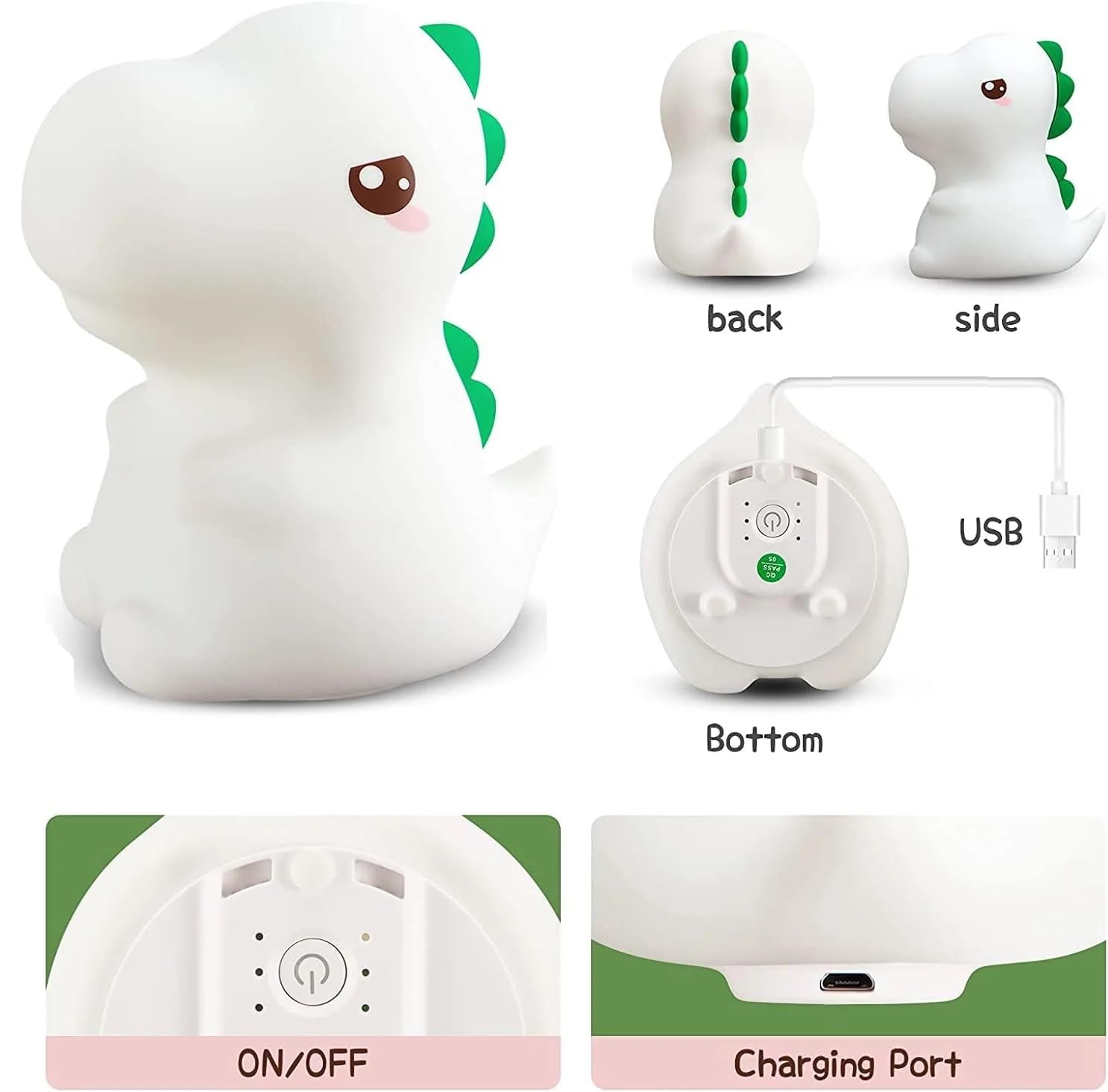 Dino Rechargeable Silicone Night Lamp - Dinosaur Night Lamp,