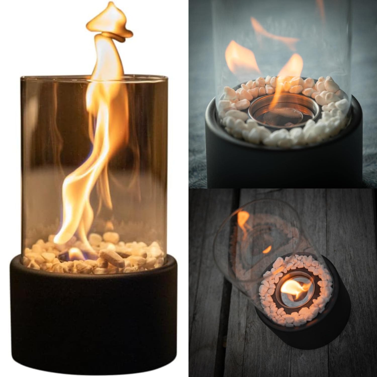 Mini Tabletop Fire Pit Bowl, Portable, Smokeless Ethanol Fireplace (Round)