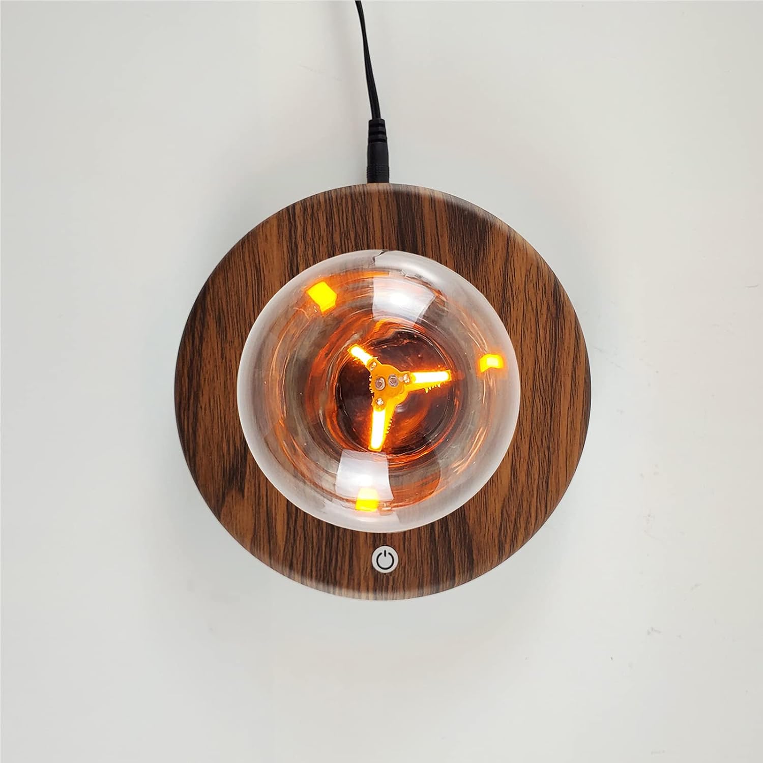 Wood Magnetic Floating LED Bulb Lamp - Automatic Rotating Desk Light