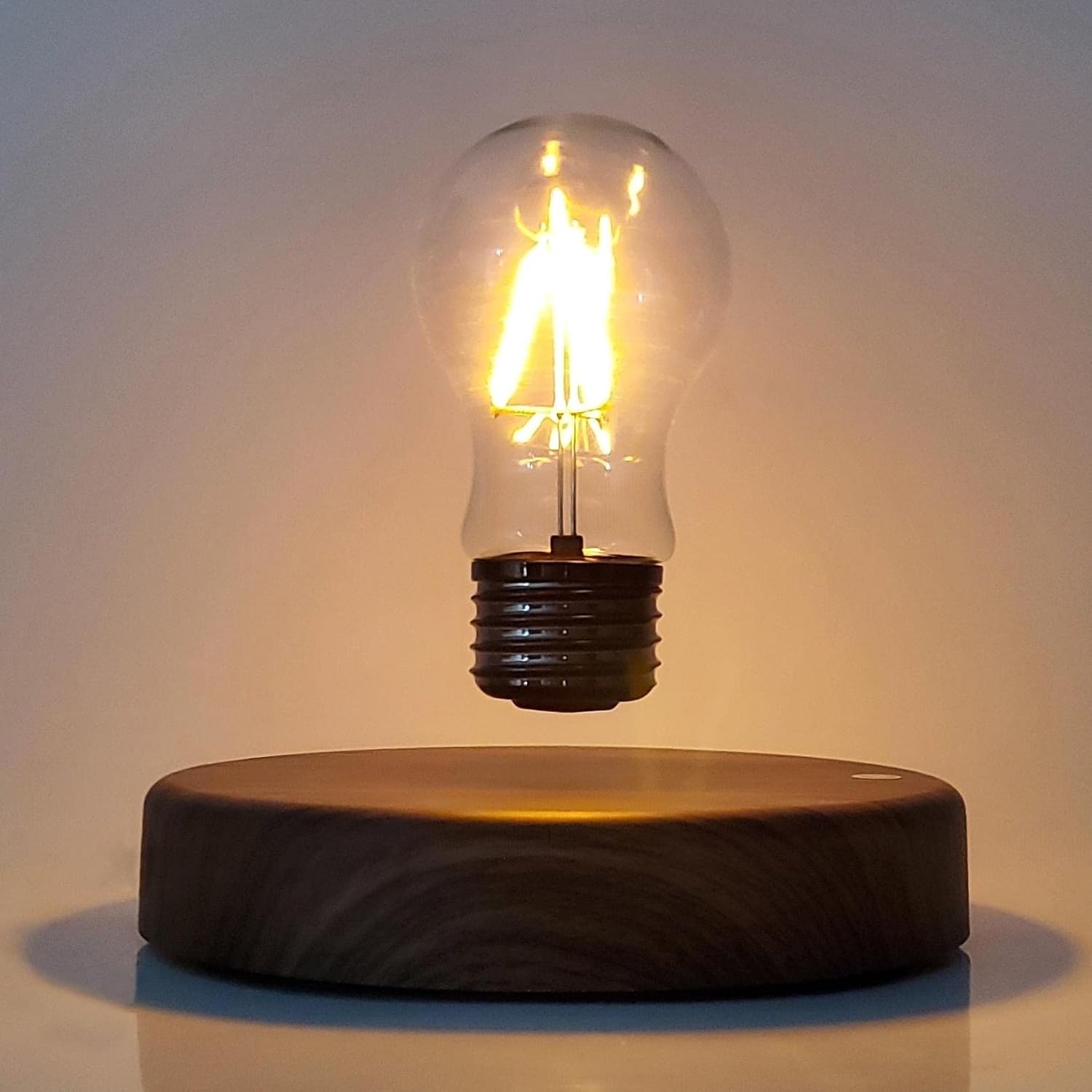 Wood Magnetic Floating LED Bulb Lamp - Automatic Rotating Desk Light