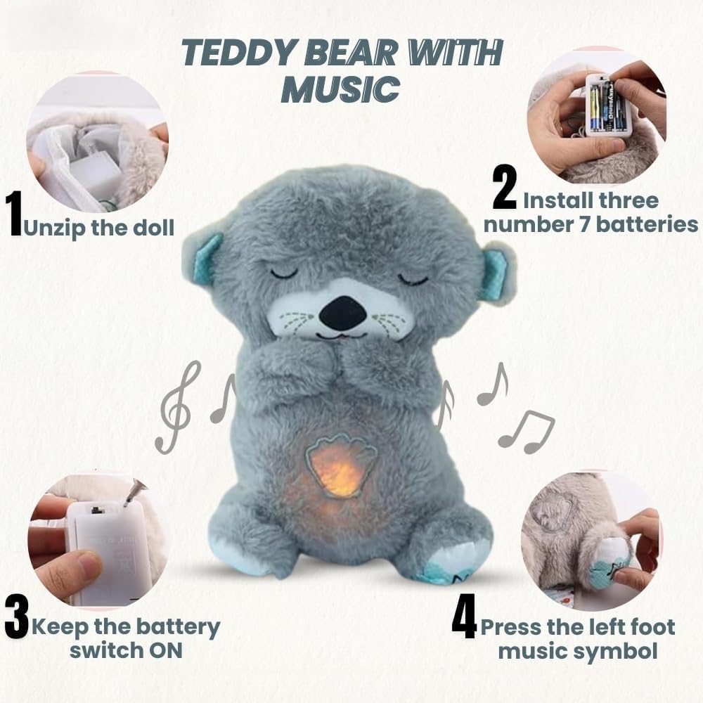 Breathing Teddy Otter Glowing Music for Baby Sensory Sleep Lights [ multiple colour ]