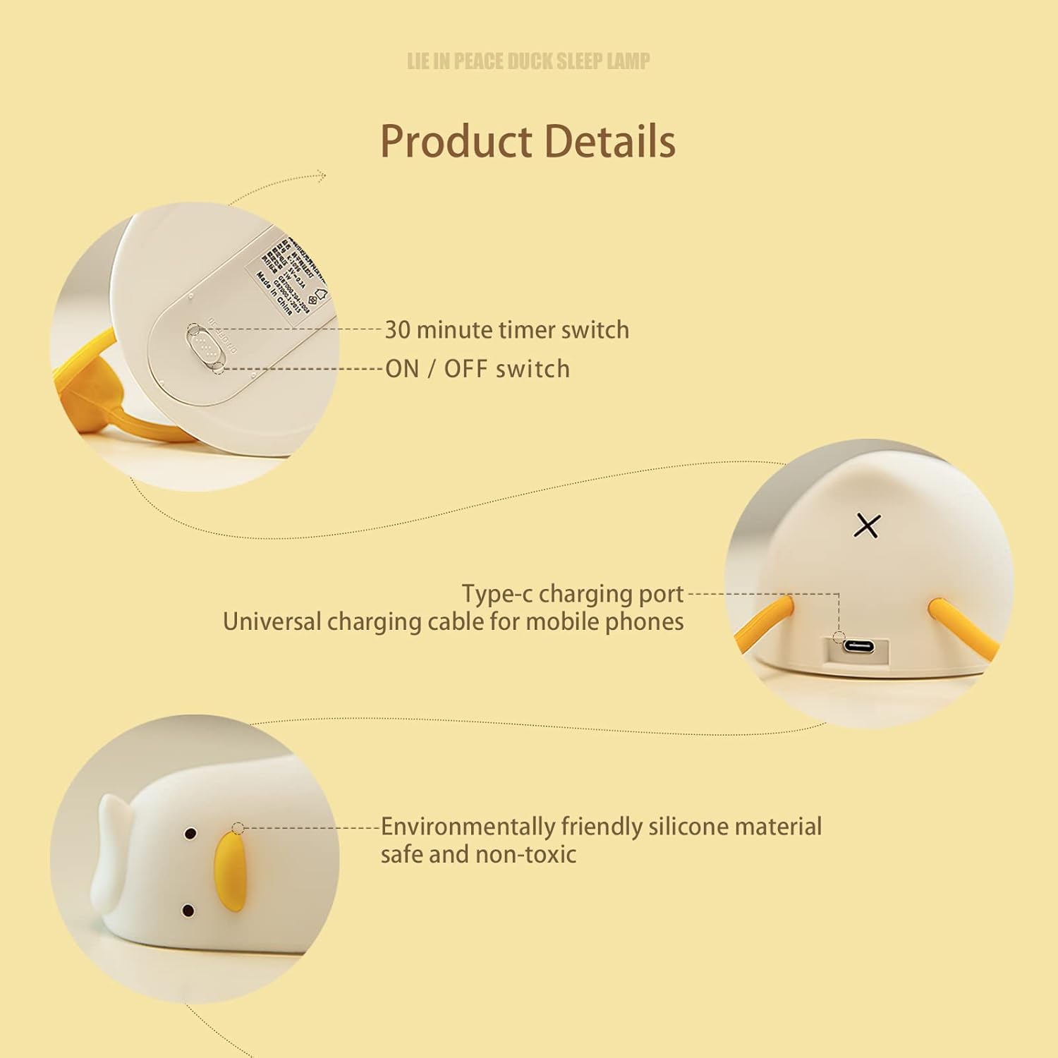 Rechargeable Silicone Lying Duck Night Lamp