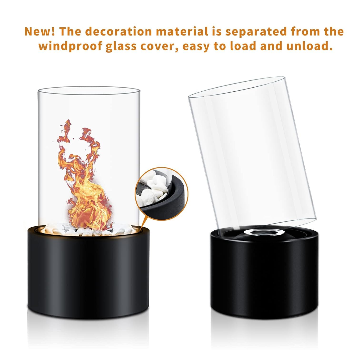 Mini Tabletop Fire Pit Bowl, Portable, Smokeless Ethanol Fireplace (Round)