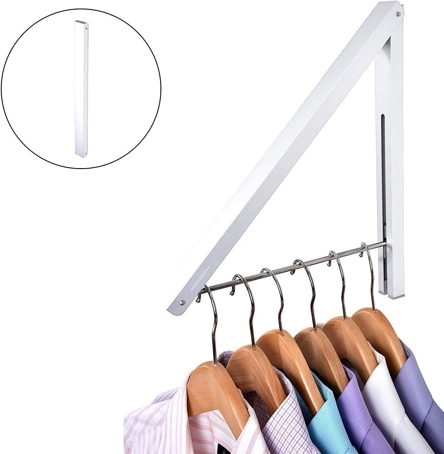 Stainless Steel Wall Mounted Cloth Hanger/Hanging Organizer Rack, 1 Count