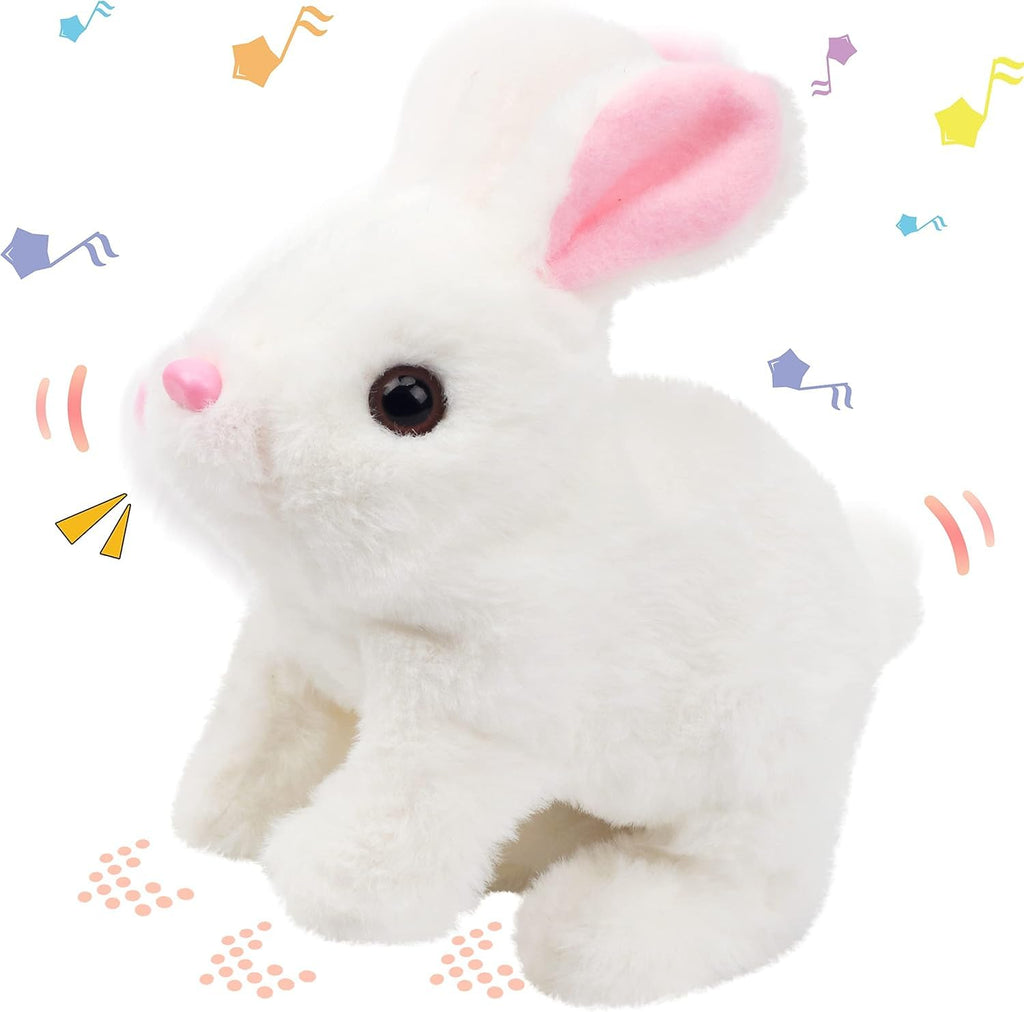 A Rabbit Interactive Electronic Pet Plush Bunny Toy with Sounds and Movements Animated Walking