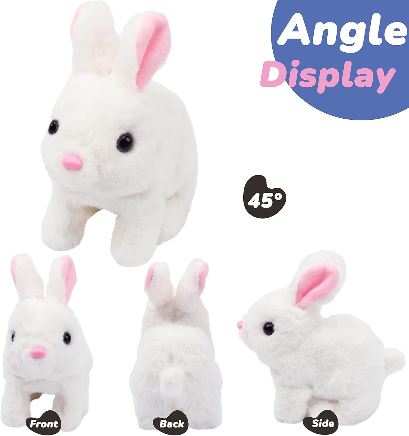 A Rabbit Interactive Electronic Pet Plush Bunny Toy with Sounds and Movements Animated Walking
