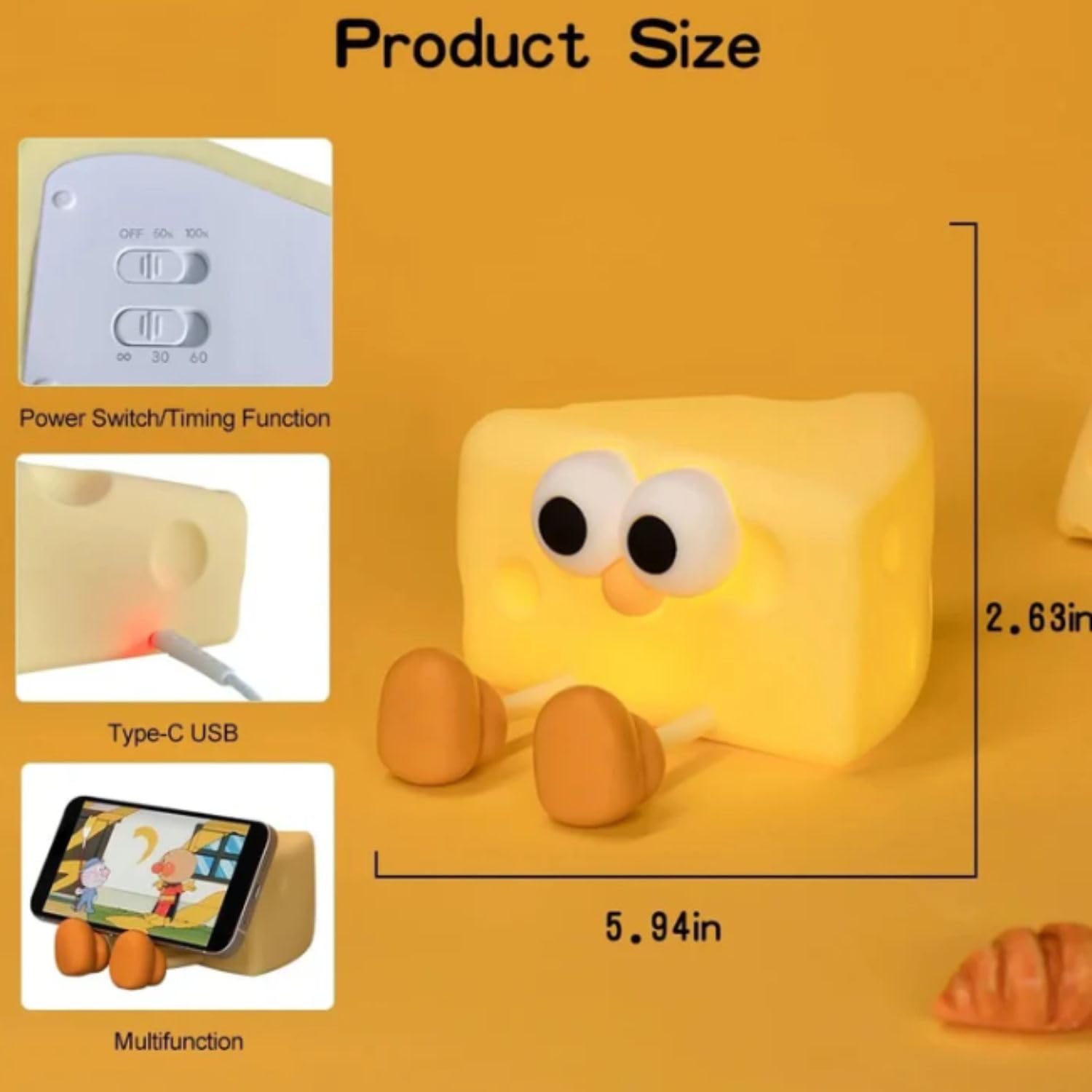 Cheese Rechargeable Silicone Night Lamp