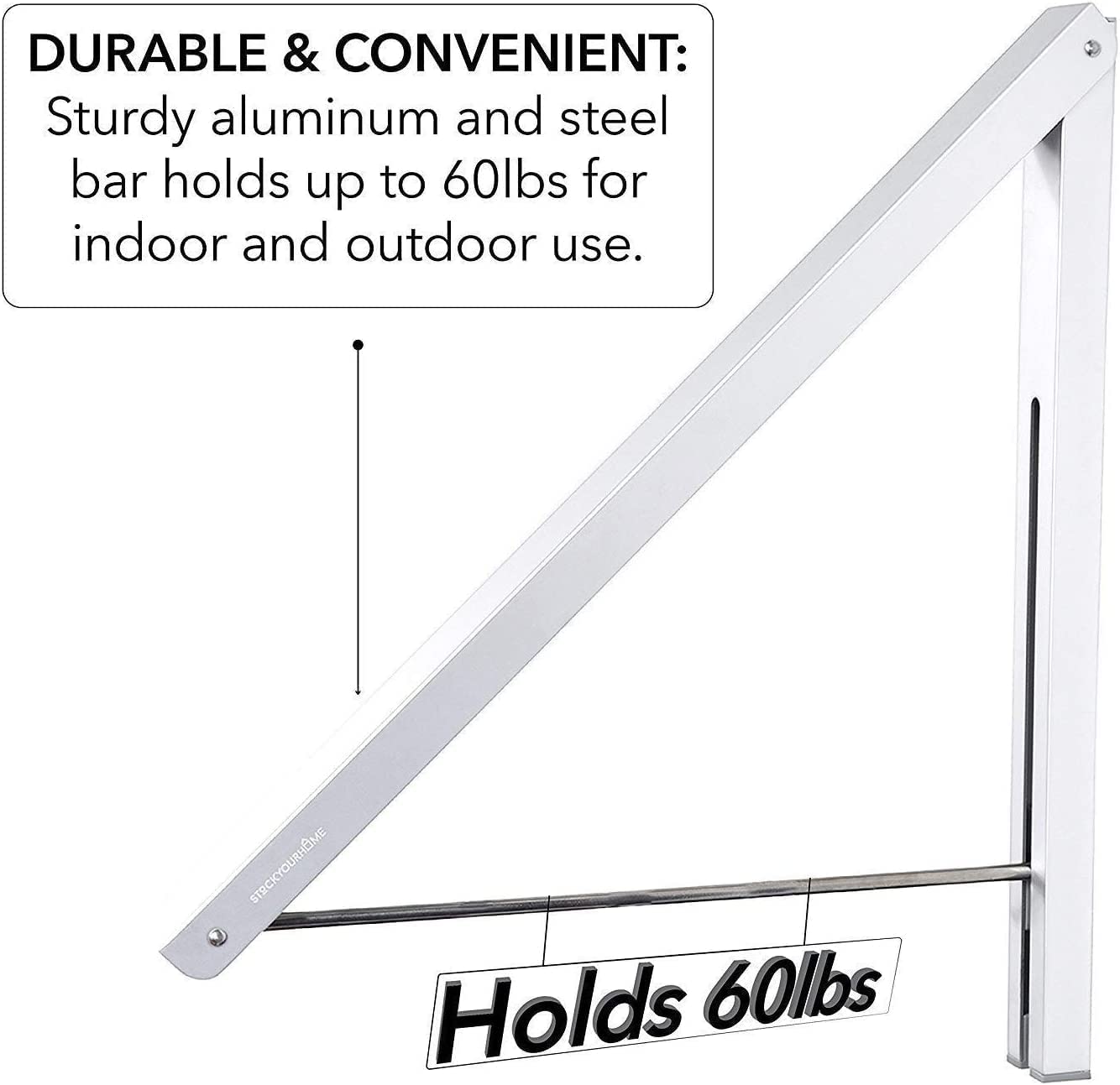 Stainless Steel Wall Mounted Cloth Hanger/Hanging Organizer Rack, 1 Count