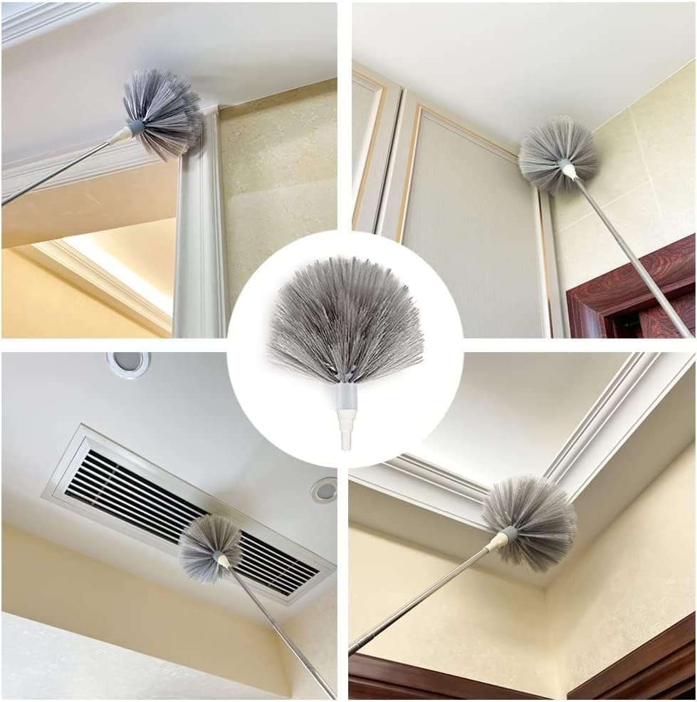 4 Pcs Microfiber Feather Duster Bendable Dusters with Long Extension Pole Ceiling Duster