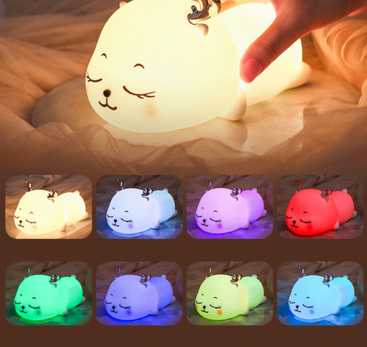 Deer Silicone Lamp, 7 Colors, Rechargeable