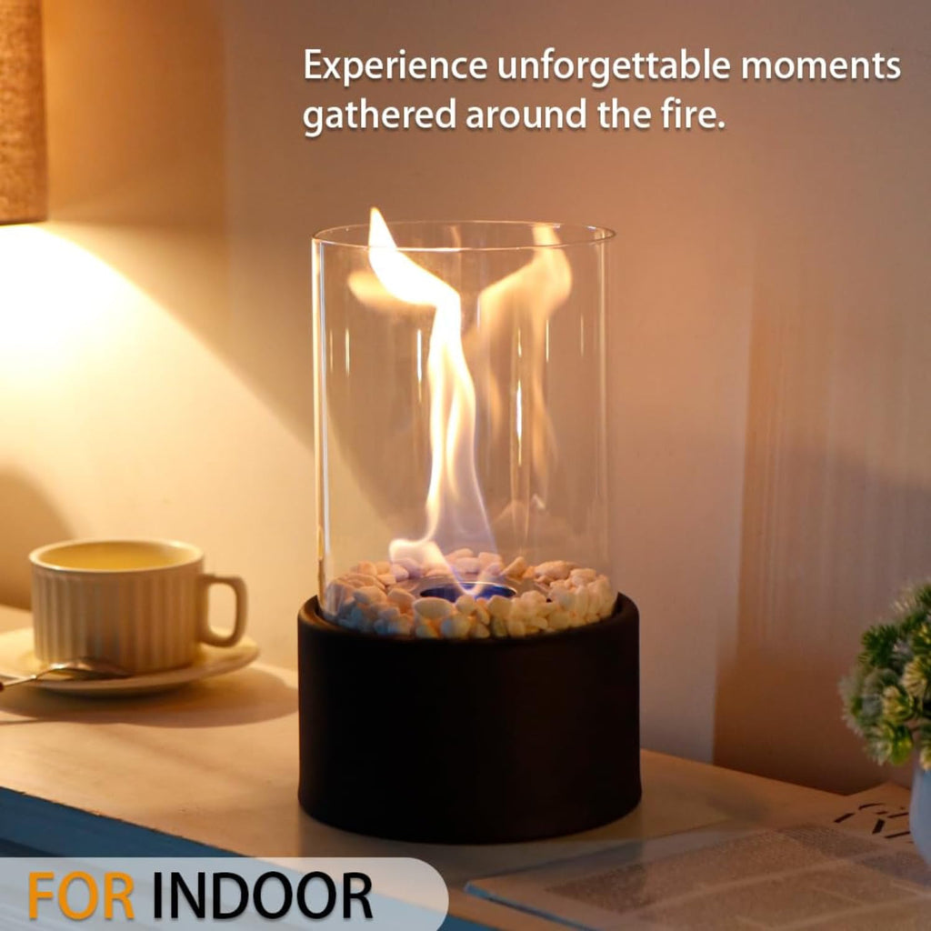 Tabletop Fire Pit, Indoor & Outdoor Portable Fireplace (Round)