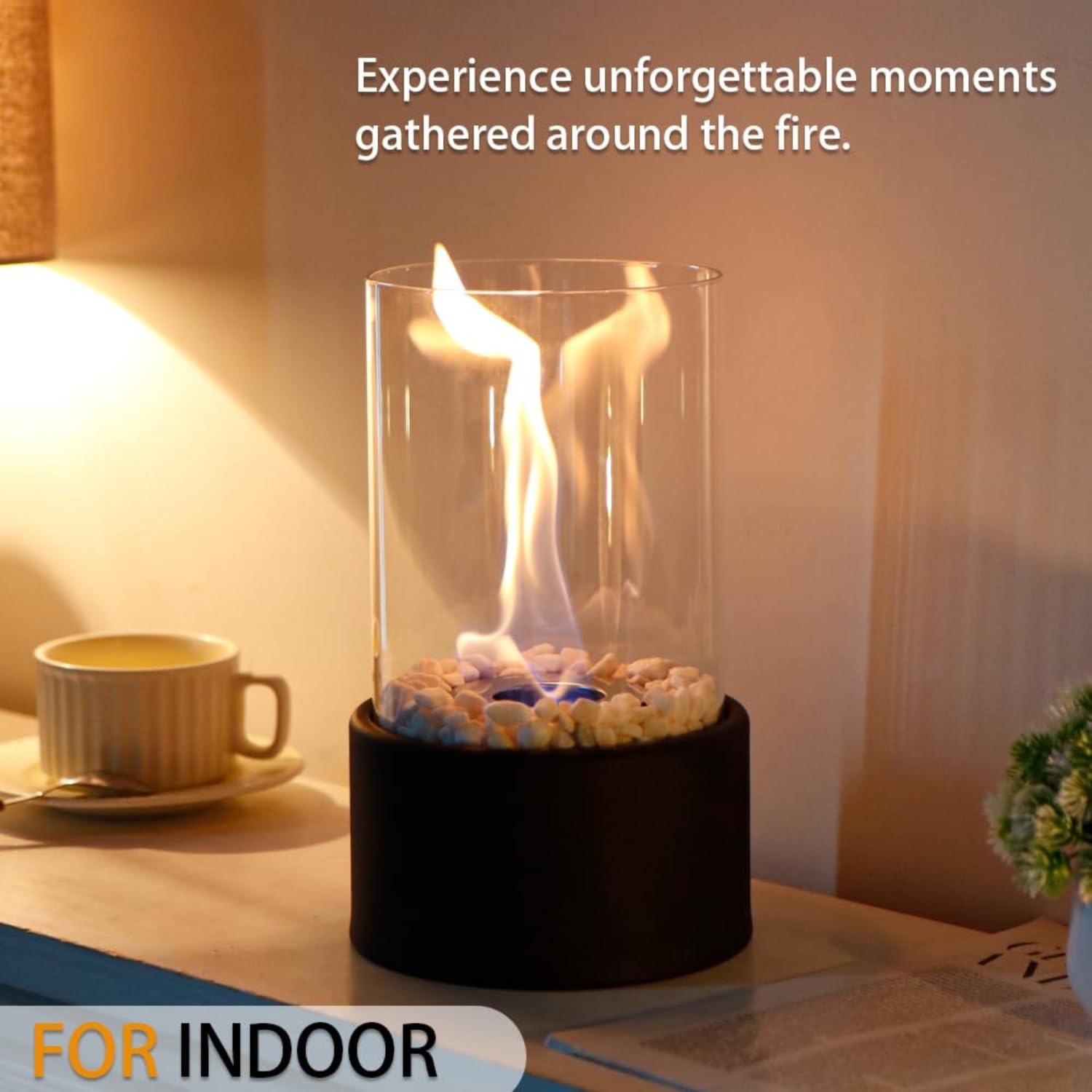 Tabletop Fire Pit, Indoor & Outdoor Portable Fireplace (Round)