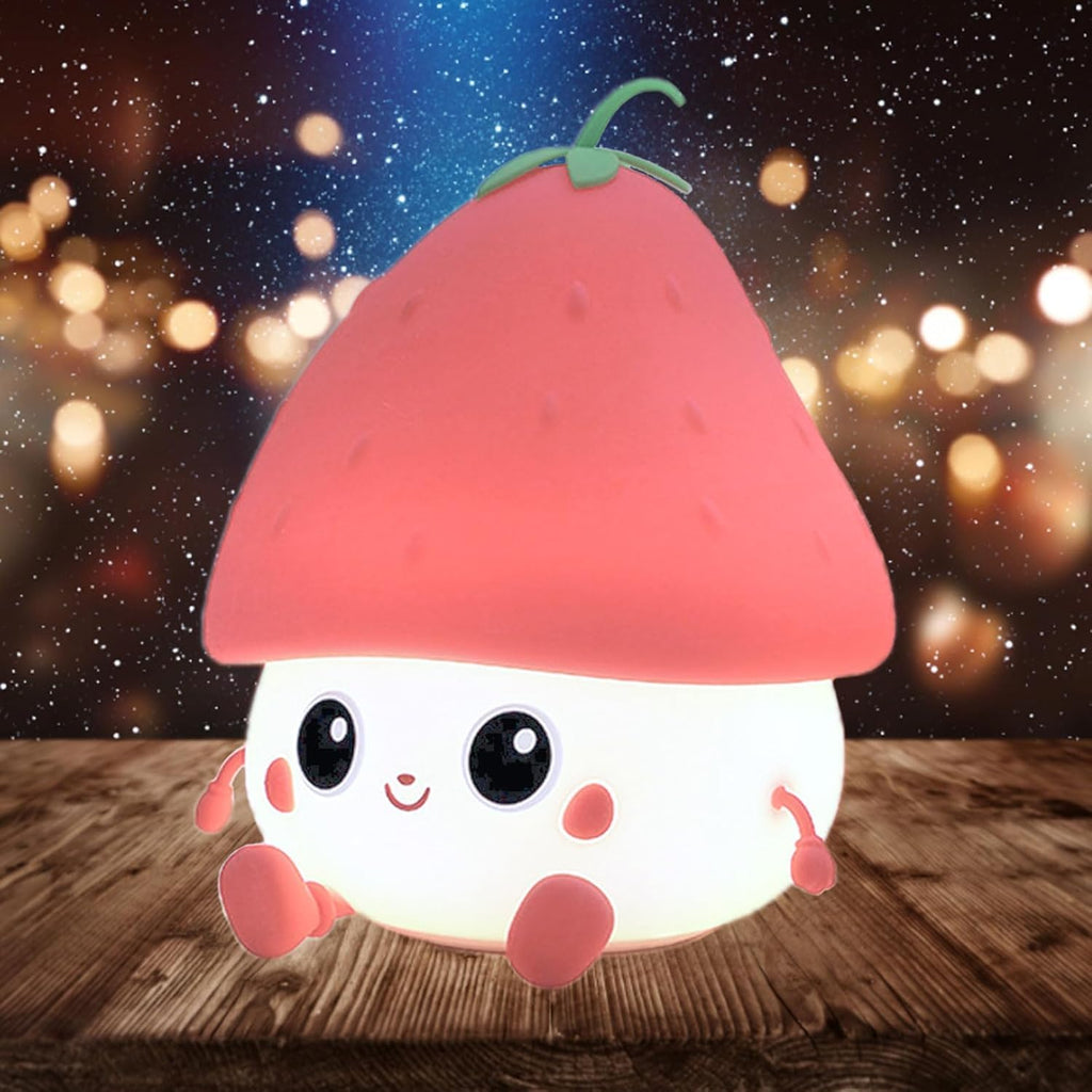 Red Strawberry Rechargeable Silicone Night Lamp - Cute LED Strawberry Lamp