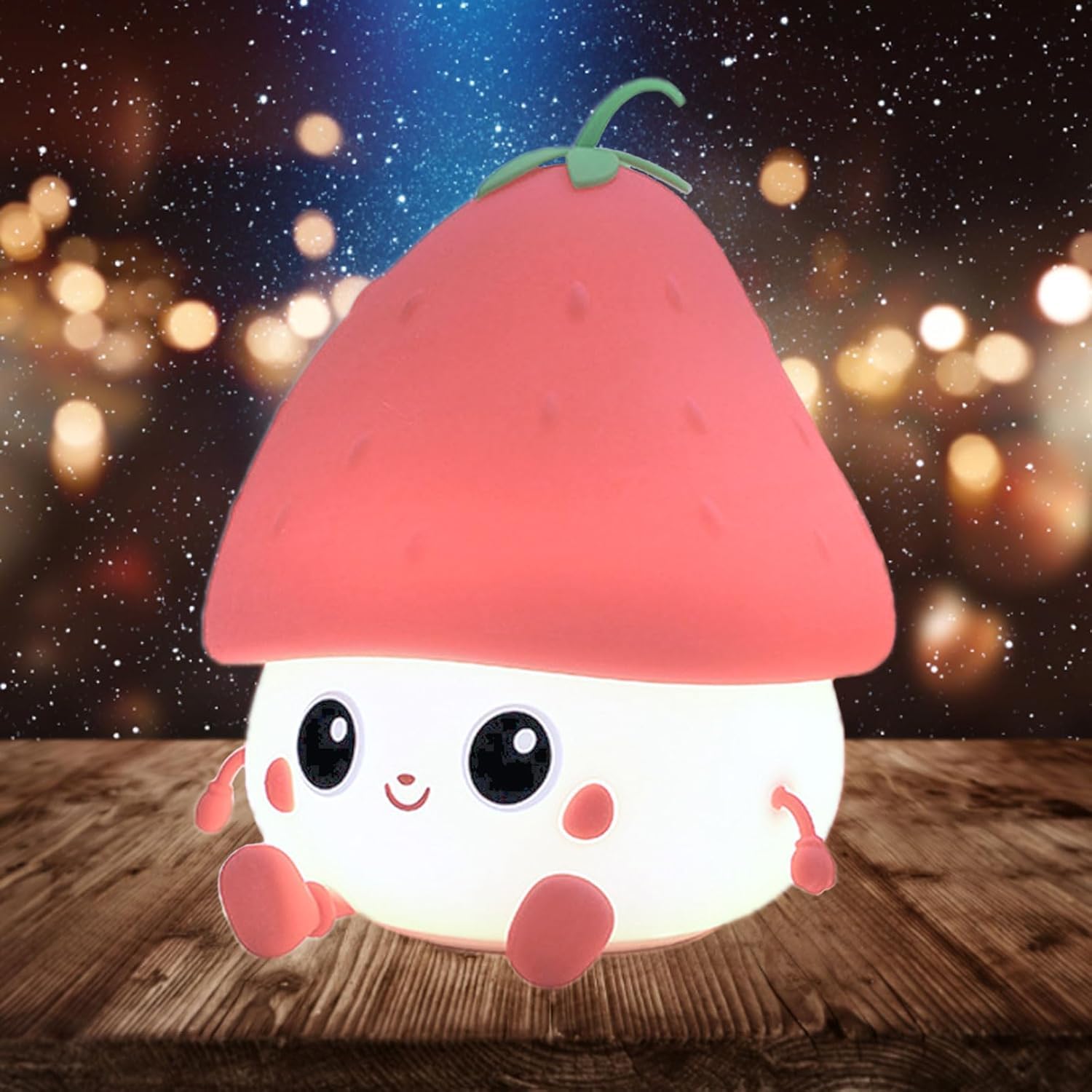 Red Strawberry Rechargeable Silicone Night Lamp - Cute LED Strawberry Lamp