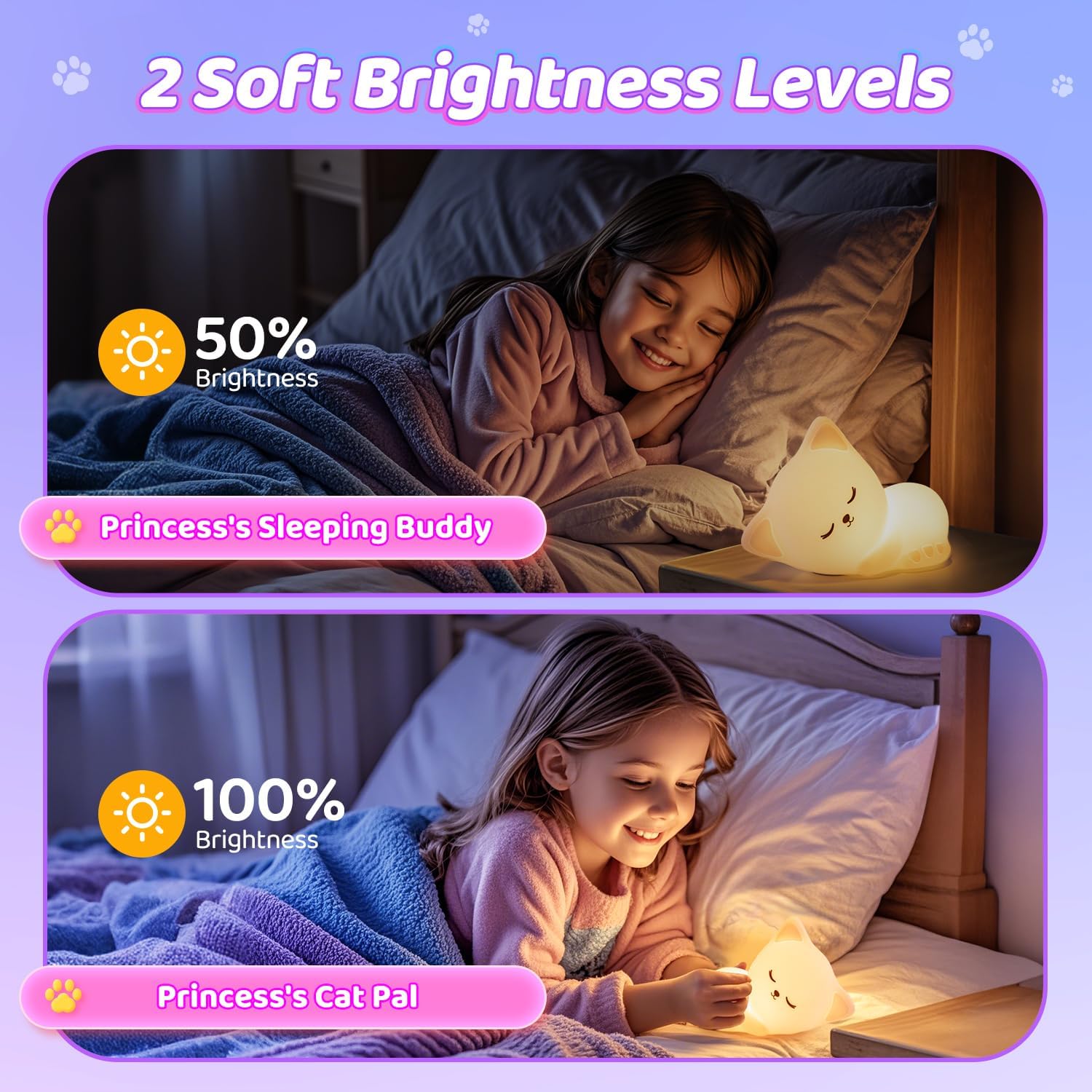 Kitty Silicone Lamp, 7 Colors, Rechargeable