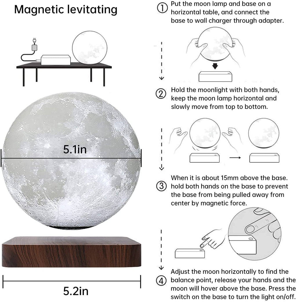 Floating Moon Lamp Magnetic Levitating Lamp 360 Degree Automatic Rotating