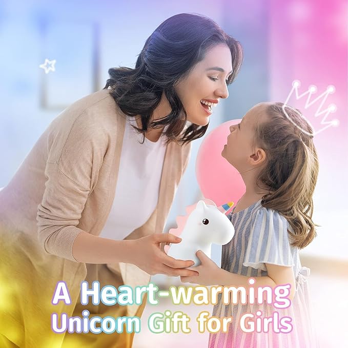 Cute Unicorn Night Light Rechargeable LED Silicone Lamp