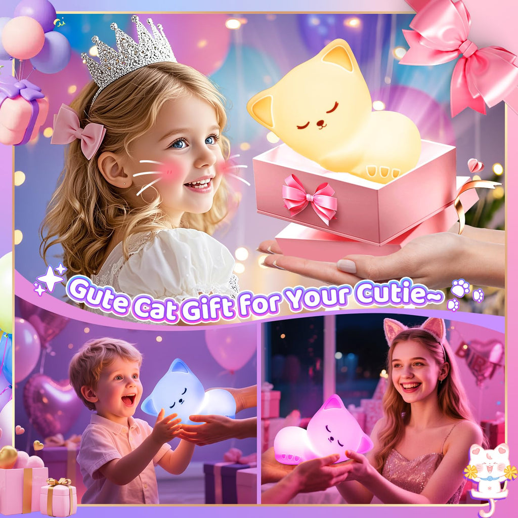 Kitty Silicone Lamp, 7 Colors, Rechargeable