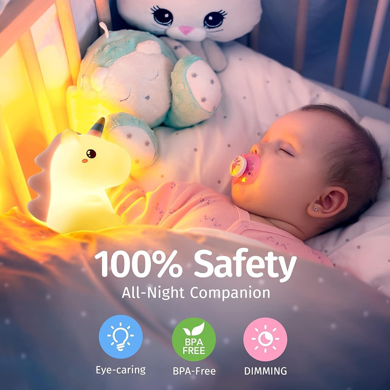 Cute Unicorn Night Light Rechargeable LED Silicone Lamp