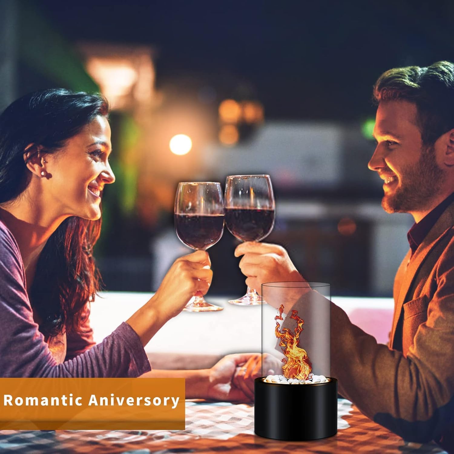 Mini Tabletop Fire Pit Bowl, Portable, Smokeless Ethanol Fireplace (Round)