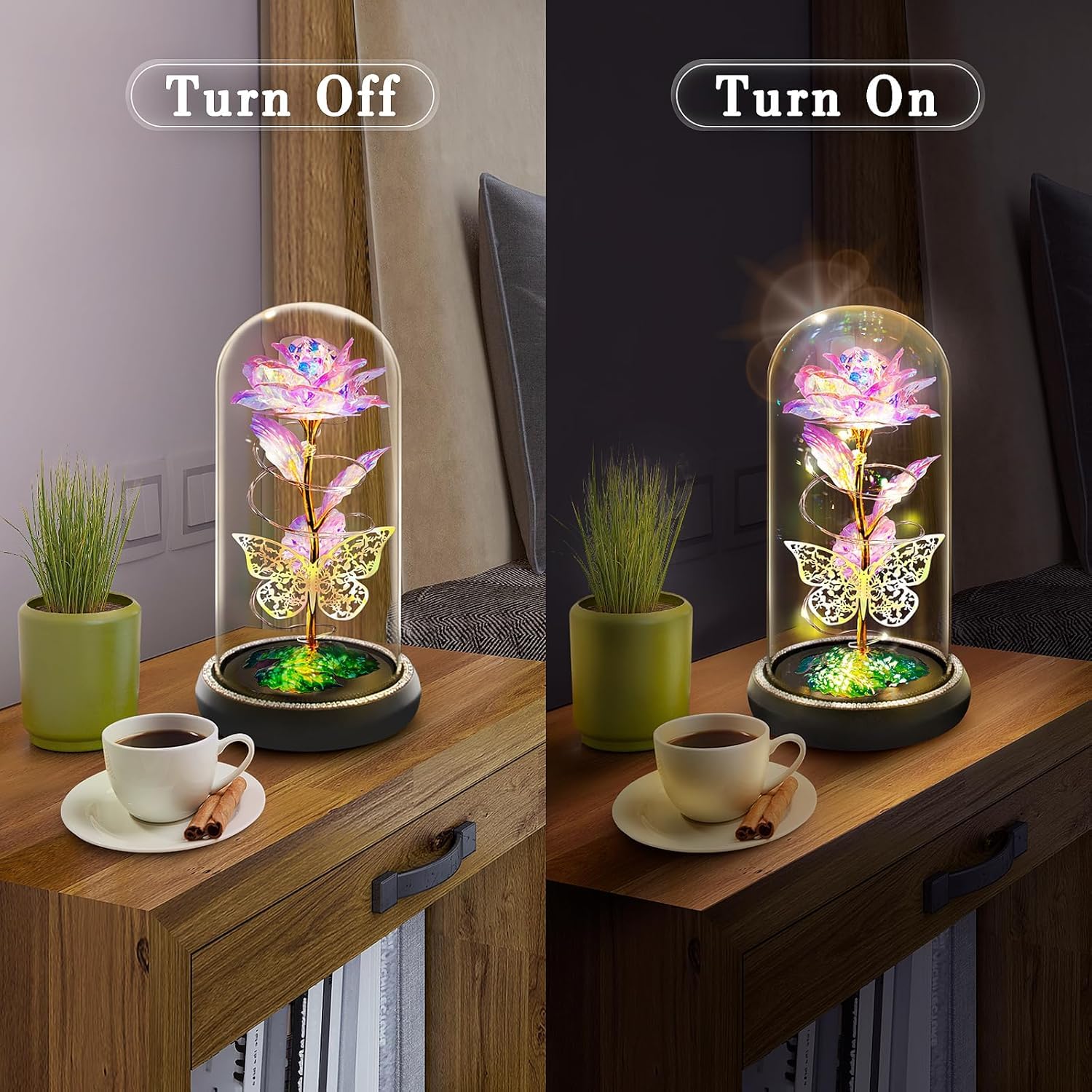 Artificial Flower & Lamp; Butterfly Decor